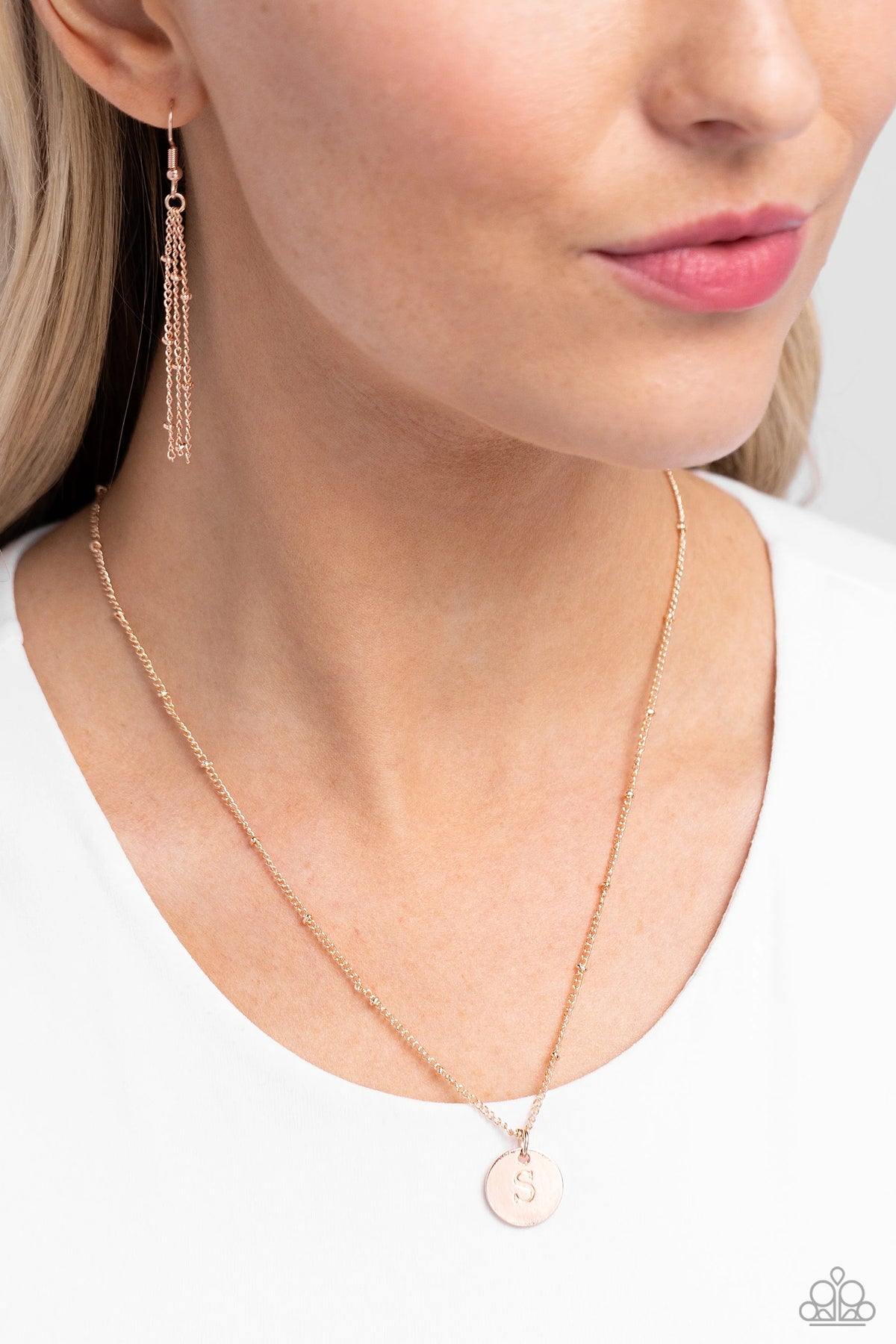 S - Initial Elegance – Rose Gold | Paparazzi Necklace
