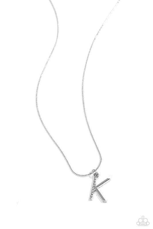 K - Letter of the Law – Silver | Paparazzi Necklace