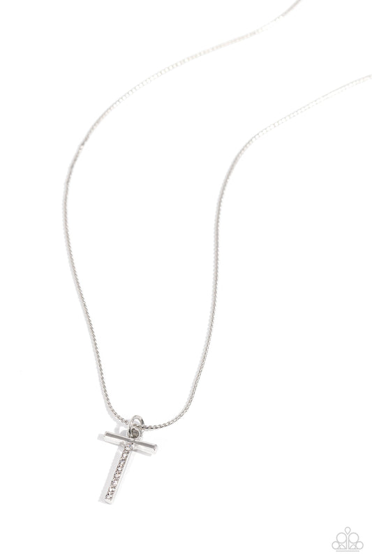 T - Letter of the Law – Silver | Paparazzi Necklace