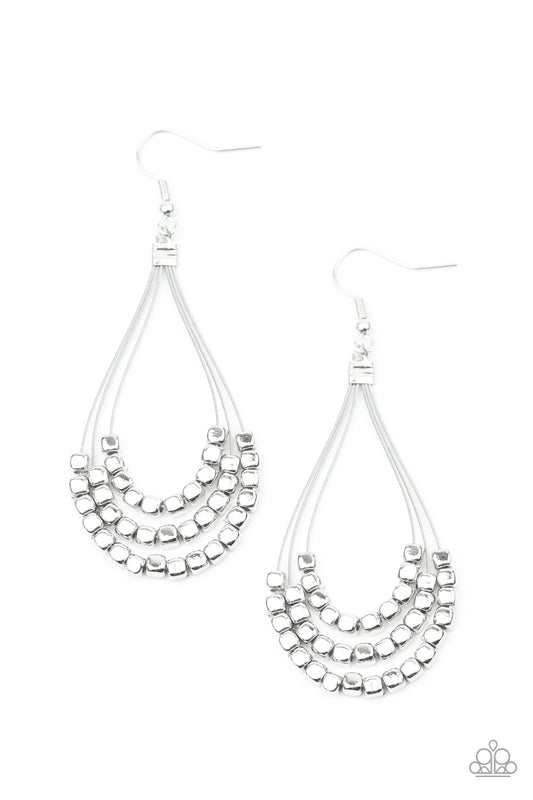 Off The Blocks Shimmer – Silver | Paparazzi Earrings