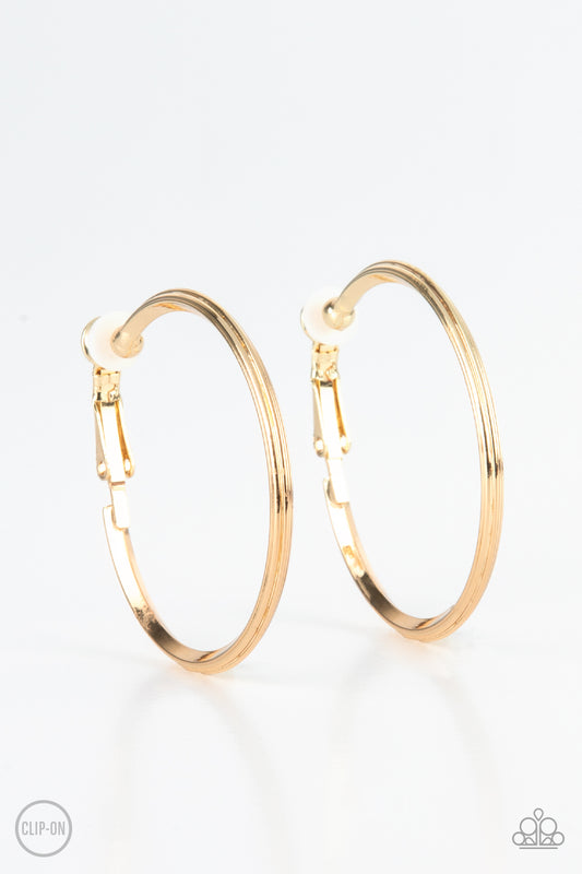 City Classic Clip On – Gold | Paparazzi Earrings
