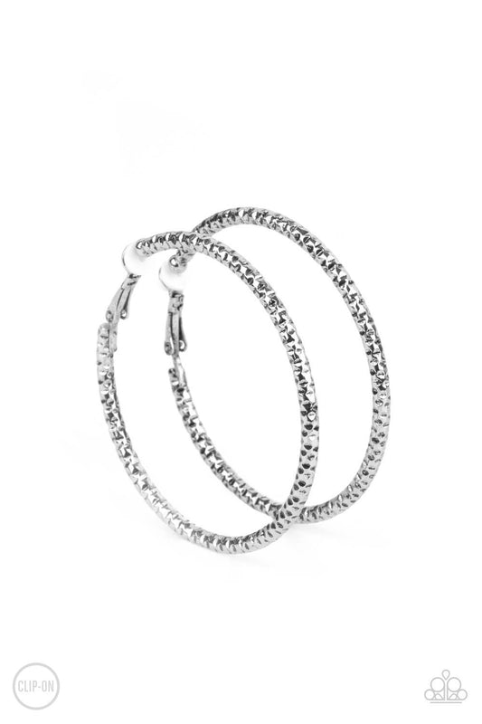 Subtly Sassy with Clip On Hoops – Silver | Paparazzi Clip-On Earrings