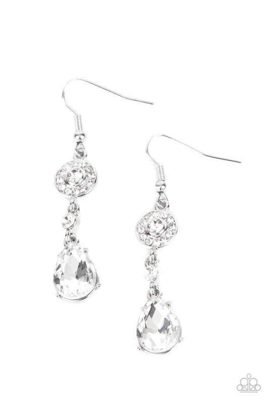 Graceful Glimmer – White | Paparazzi Earrings