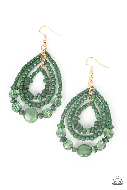 Prana Party -Green – Green | Paparazzi Earrings