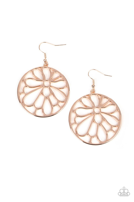 Glowing Glades Rose – Gold | Paparazzi Earrings