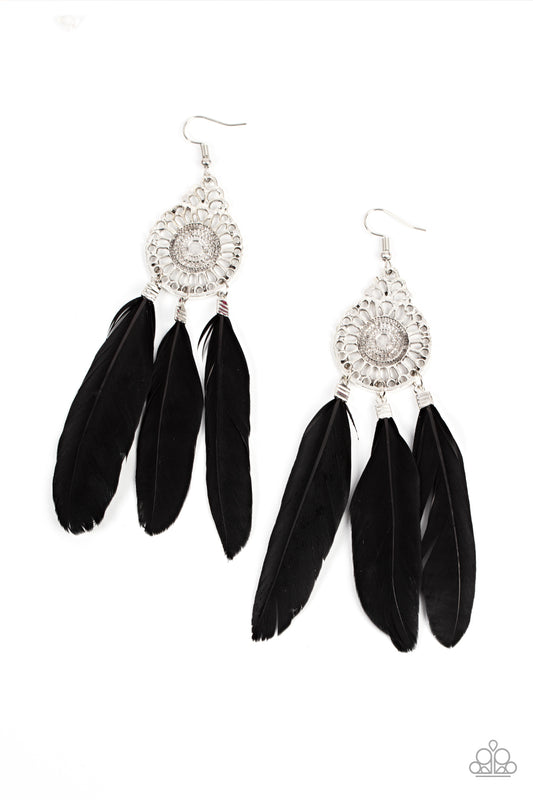Pretty in PLUMES – Black | Paparazzi Earrings