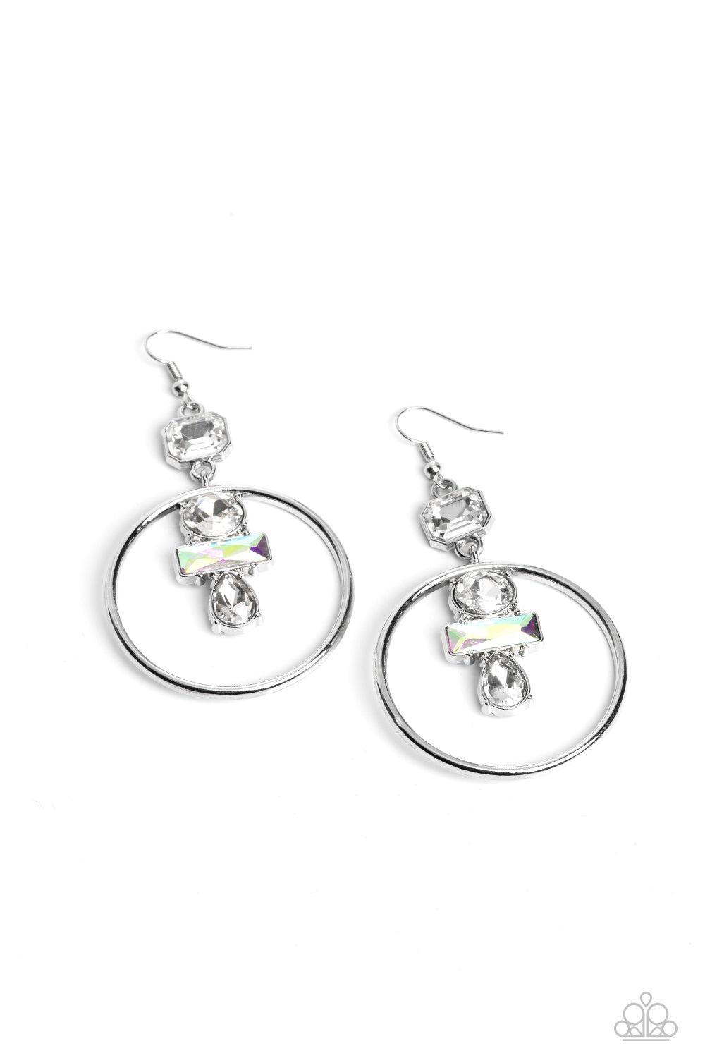 Geometric Glam – White | Paparazzi Earrings