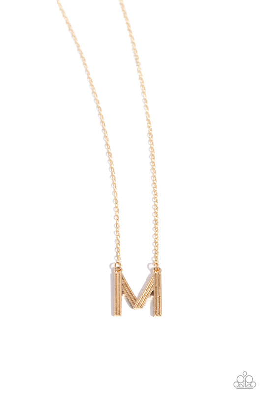 Leave Your Initials Gold - M – Gold | Paparazzi Necklace