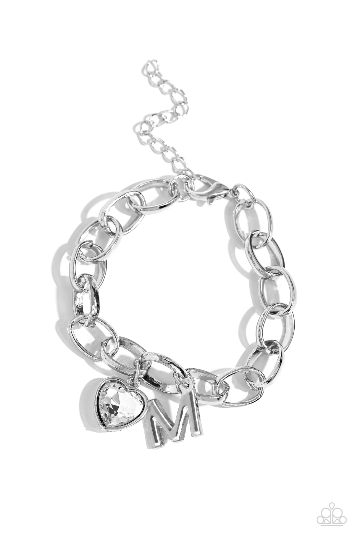 Guess Now Its INITIAL White - M – Silver | Paparazzi Bracelet
