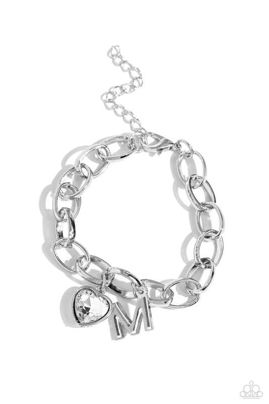 Guess Now Its INITIAL White - M – Silver | Paparazzi Bracelet