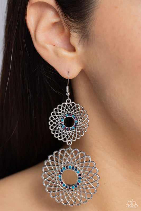 Regal Roulette Multi – Silver | Paparazzi Earrings
