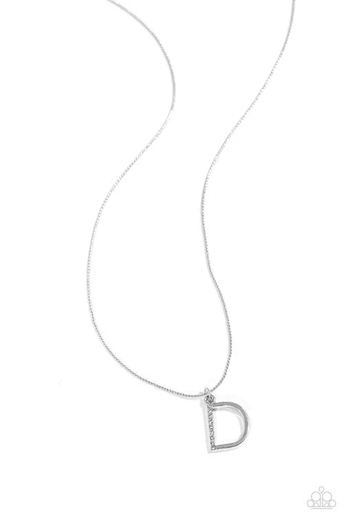 D - Letter of the Law – Silver | Paparazzi Necklace