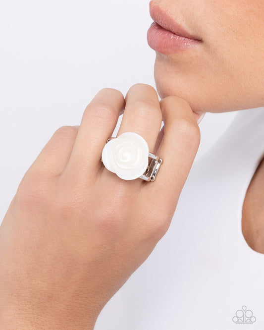 Top-SHELL Shine – White | Paparazzi Ring
