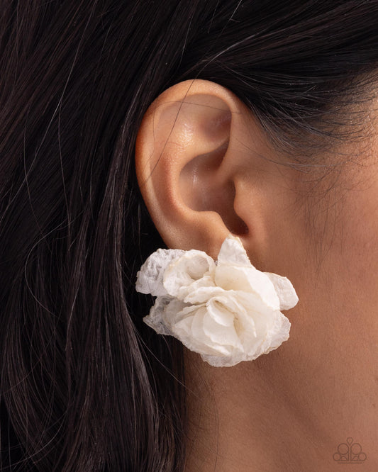 Tulle Twist – White | Paparazzi Earrings