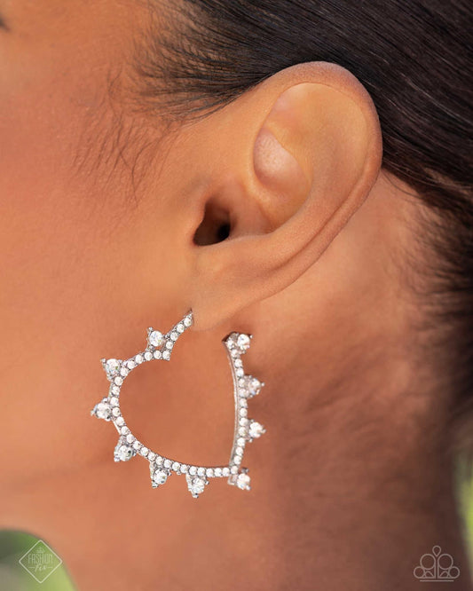 Excessive Elevation Heart – White | Paparazzi Earrings