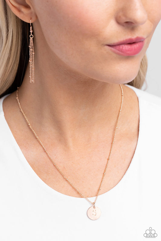 S - Initial Elegance – Rose Gold | Paparazzi Necklace