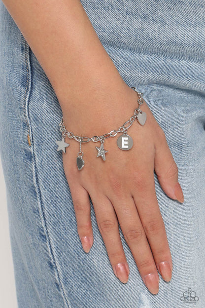 E - Legacy Letters – White | Paparazzi Bracelet