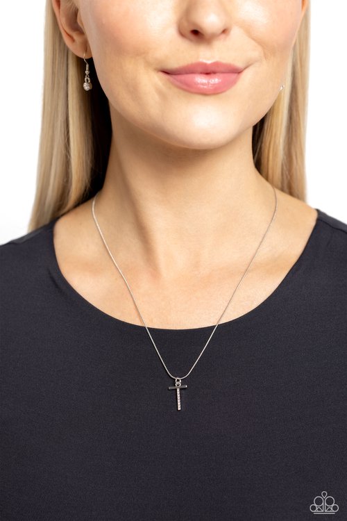 T - Letter of the Law – Silver | Paparazzi Necklace