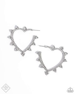 Excessive Elevation Heart – White | Paparazzi Earrings