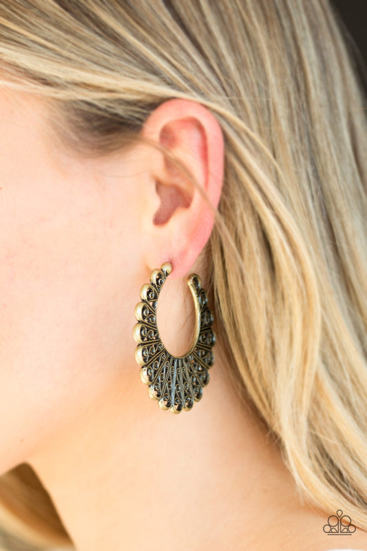 Funky Flirt – Brass | Paparazzi Earrings