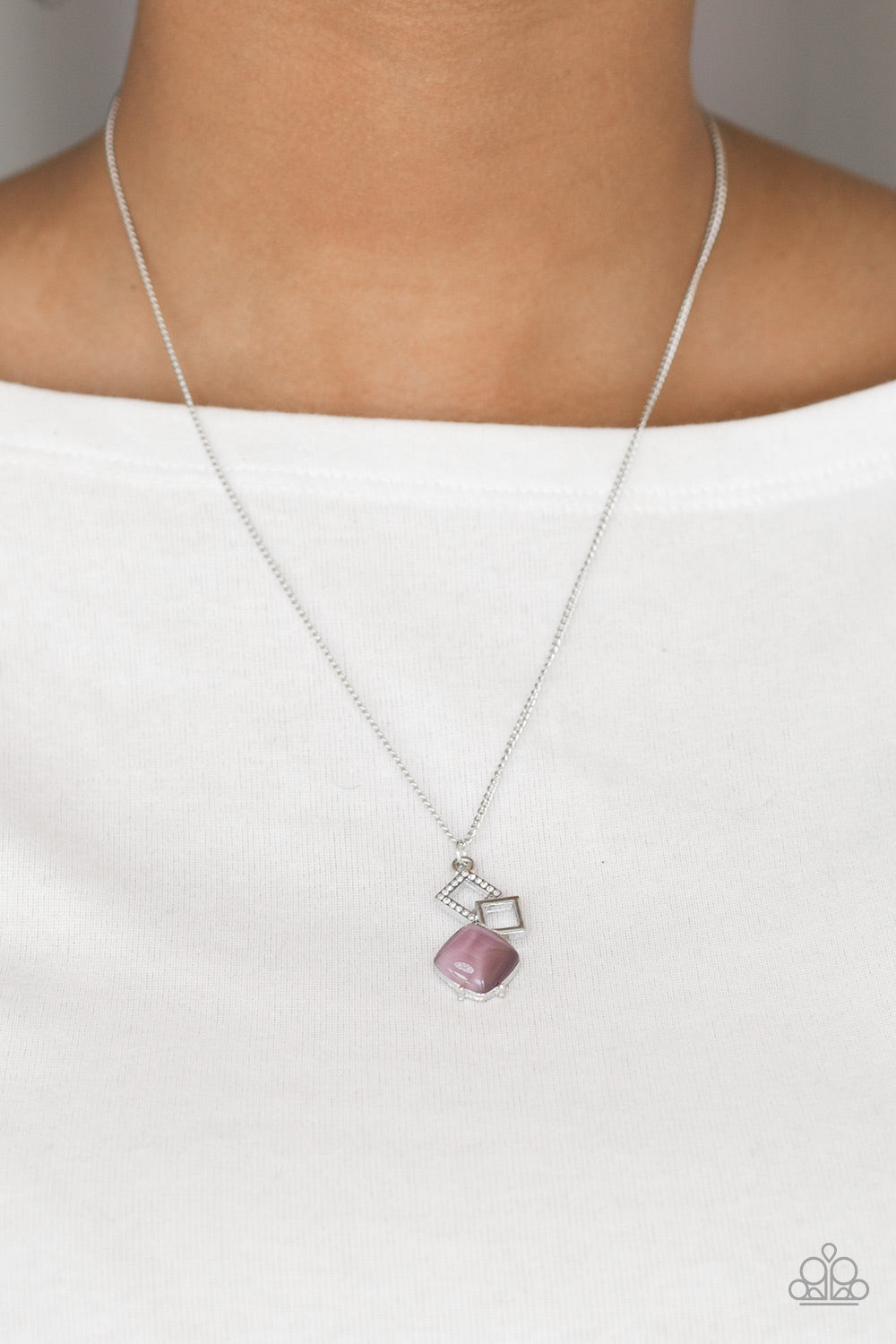 Stylishly Square – Purple | Paparazzi Necklace