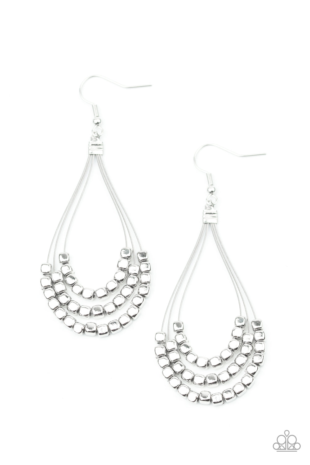 Off The Blocks Shimmer – Silver | Paparazzi Earrings