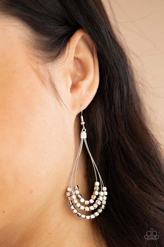 Off The Blocks Shimmer – Silver | Paparazzi Earrings