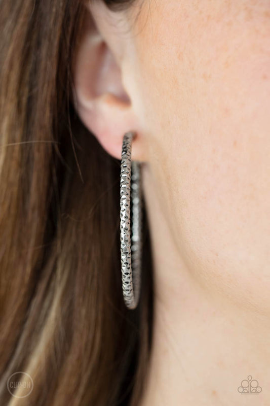 Subtly Sassy with Clip On Hoops – Silver | Paparazzi Clip-On Earrings
