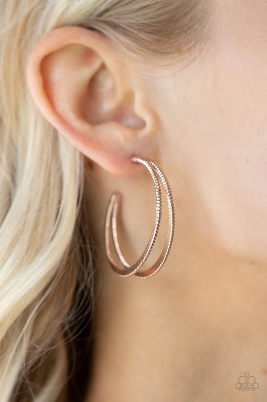 Rustic Curves Rose – Gold | Paparazzi Earrings