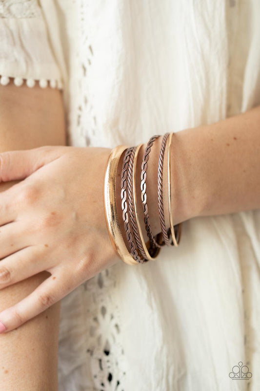 Trophy Texture - Multi – Gold | Paparazzi Bracelet