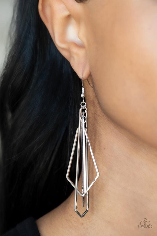 Shape Shifting Shimmer -Paparazzi – Silver | Paparazzi Earrings