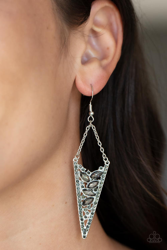 Sharp-Dressed Drama – Silver | Paparazzi Earrings