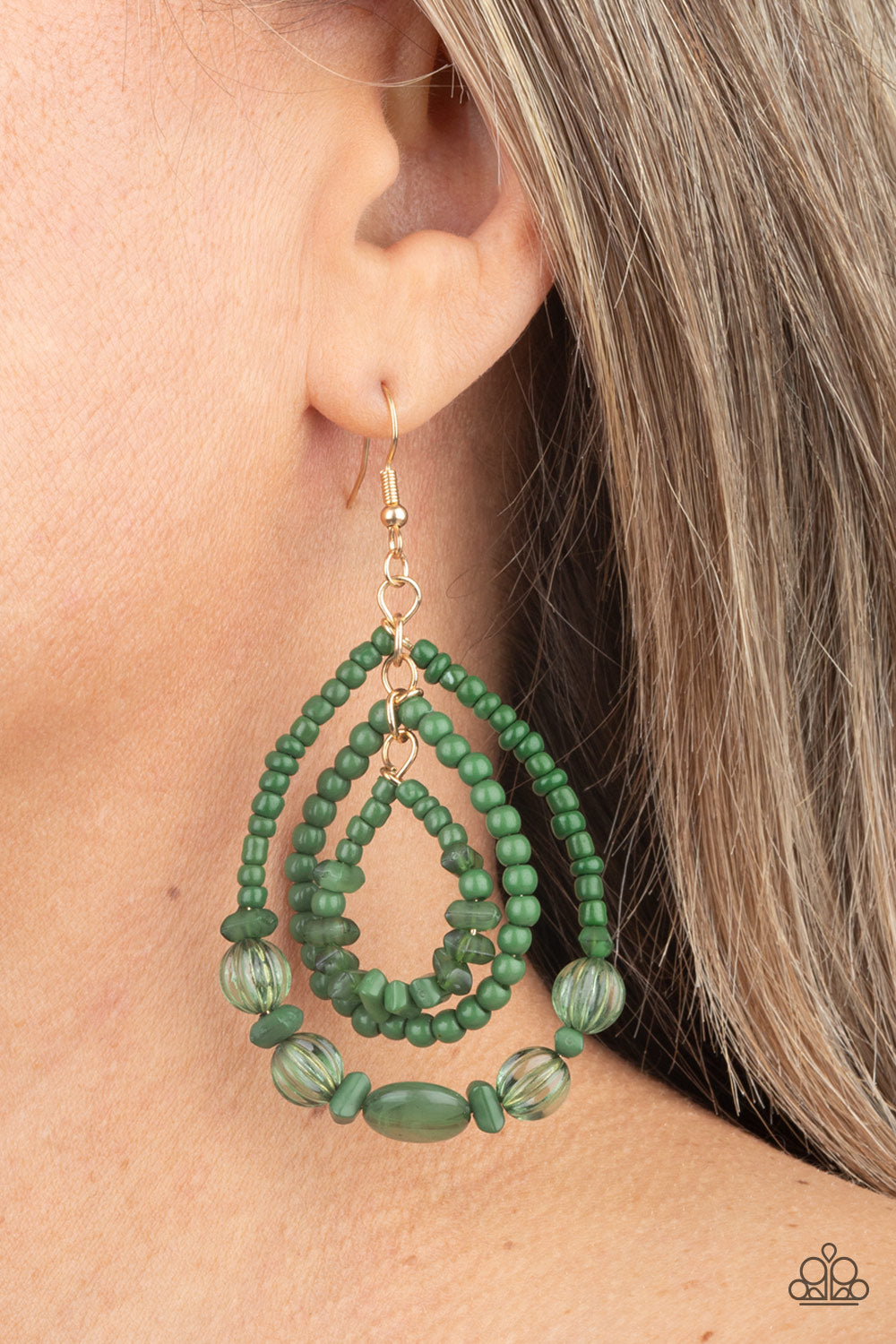 Prana Party -Green – Green | Paparazzi Earrings