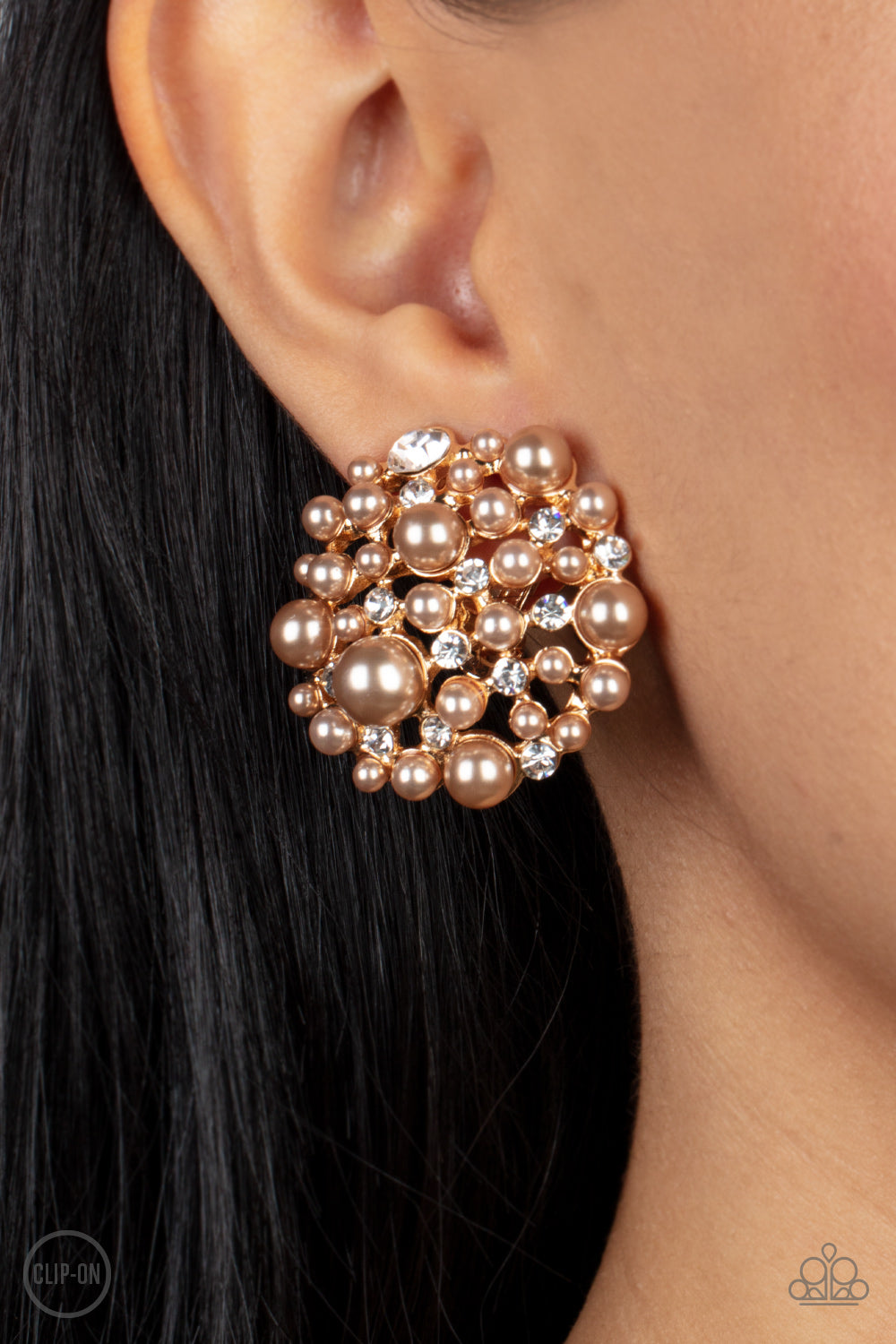 Head To Toe Twinkle Clip Ons – Brown | Paparazzi Earrings