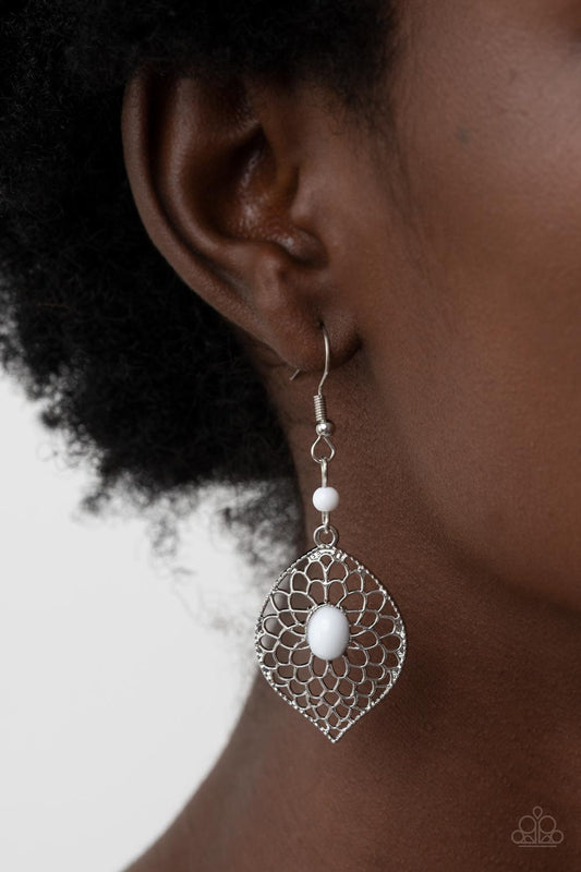 Perky Perennial – White | Paparazzi Earrings