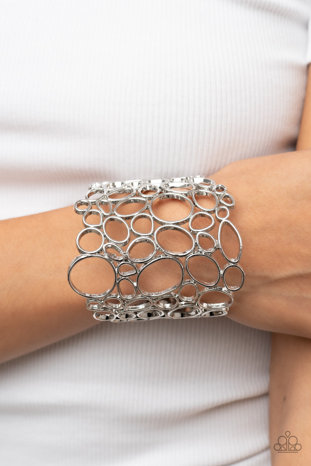 All Turned Around Cuff – Silver | Paparazzi Bracelet