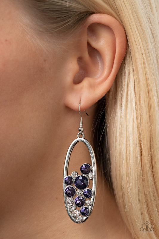 Prismatic Poker Face – Purple | Paparazzi Earrings