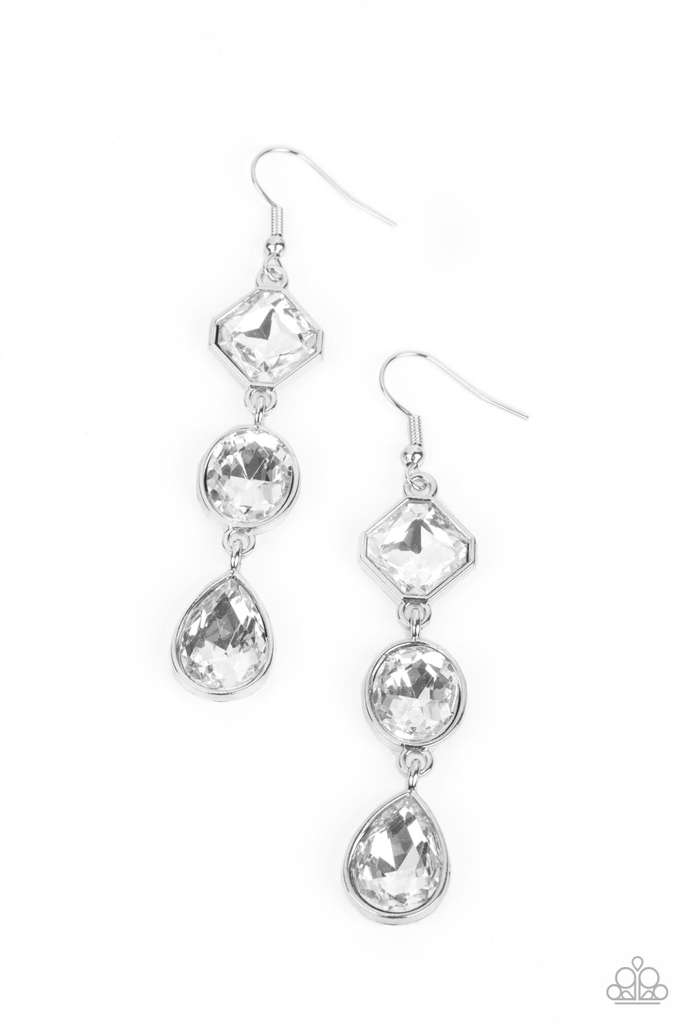 Reflective Rhinestones – White | Paparazzi Earrings