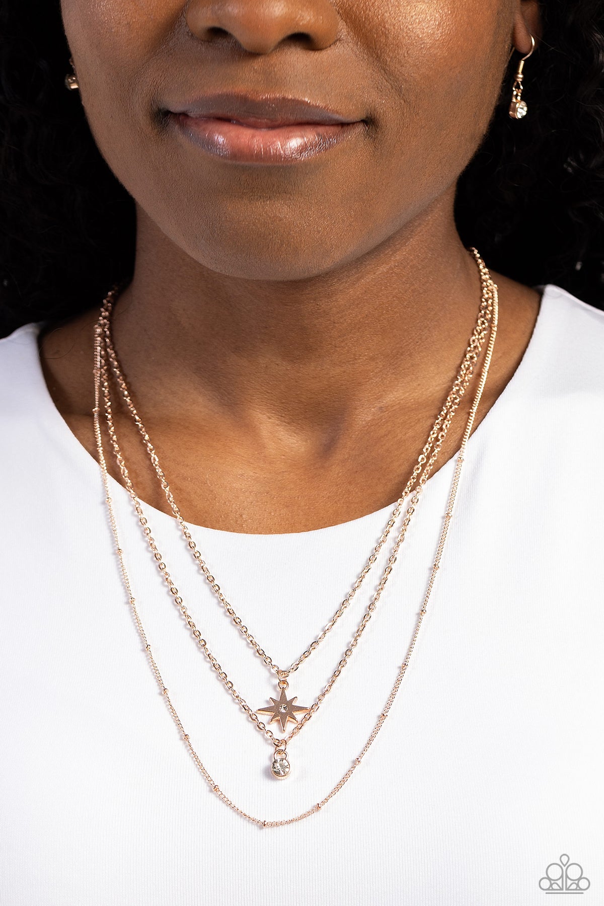 Trendy Twinkle Rose – Gold | Paparazzi Necklace