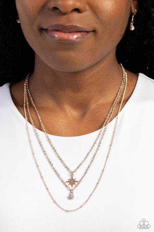 Trendy Twinkle Rose – Gold | Paparazzi Necklace