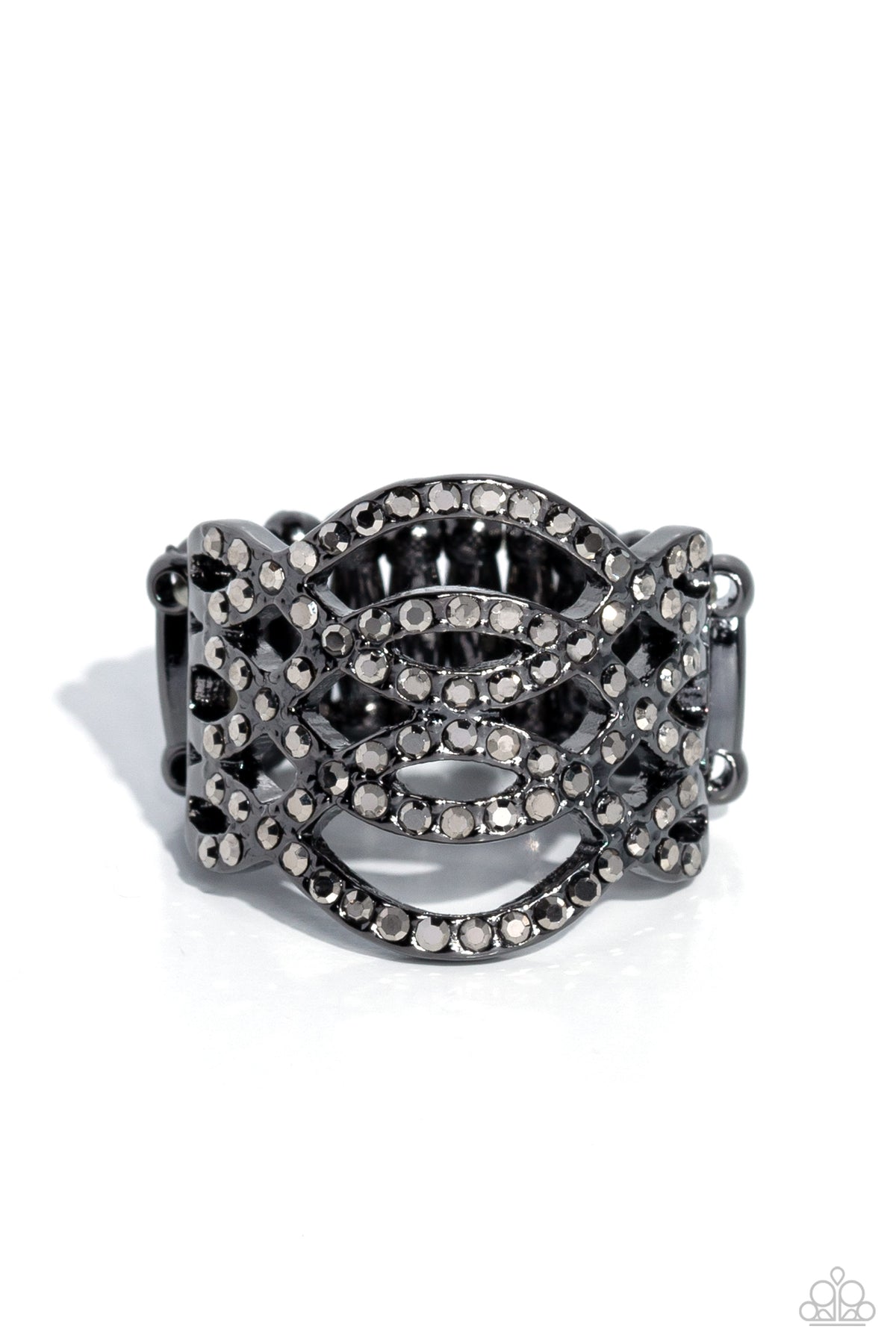 Interlocked Impression – Black | Paparazzi Ring