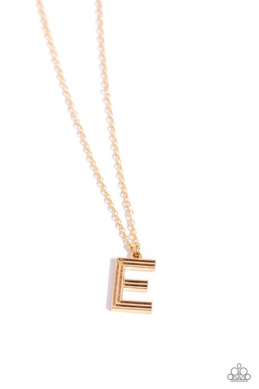 Leave Your Initials Gold - E – Gold | Paparazzi Necklace