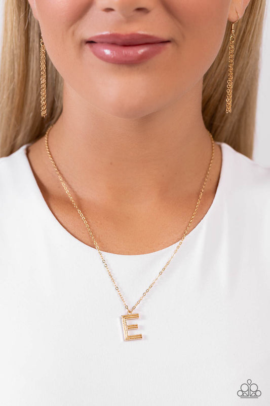 Leave Your Initials Gold - E – Gold | Paparazzi Necklace