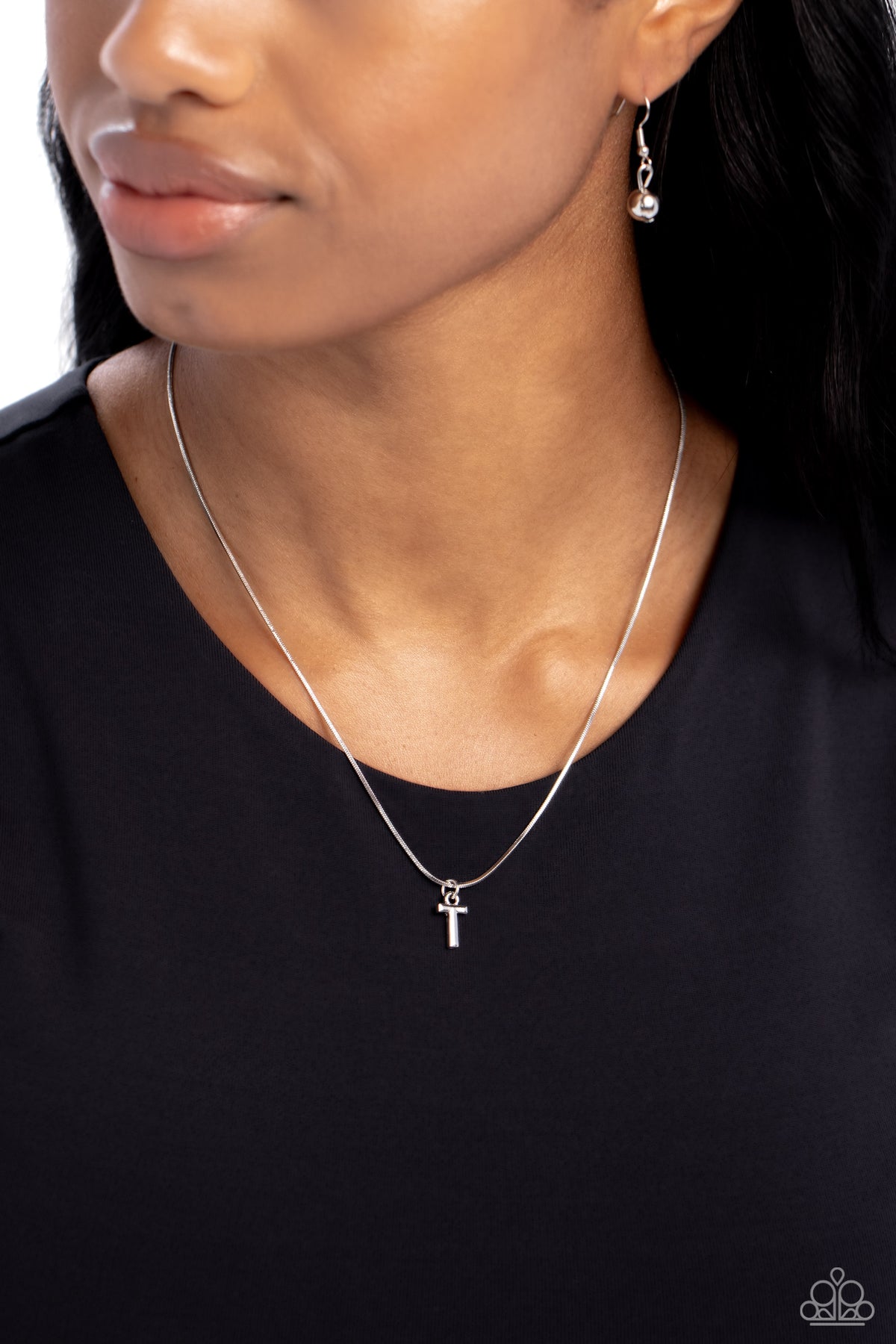 Seize the Initial Silver - T – Silver | Paparazzi Necklace