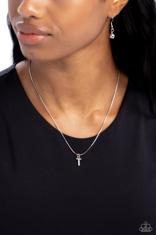 Seize the Initial Silver - T – Silver | Paparazzi Necklace