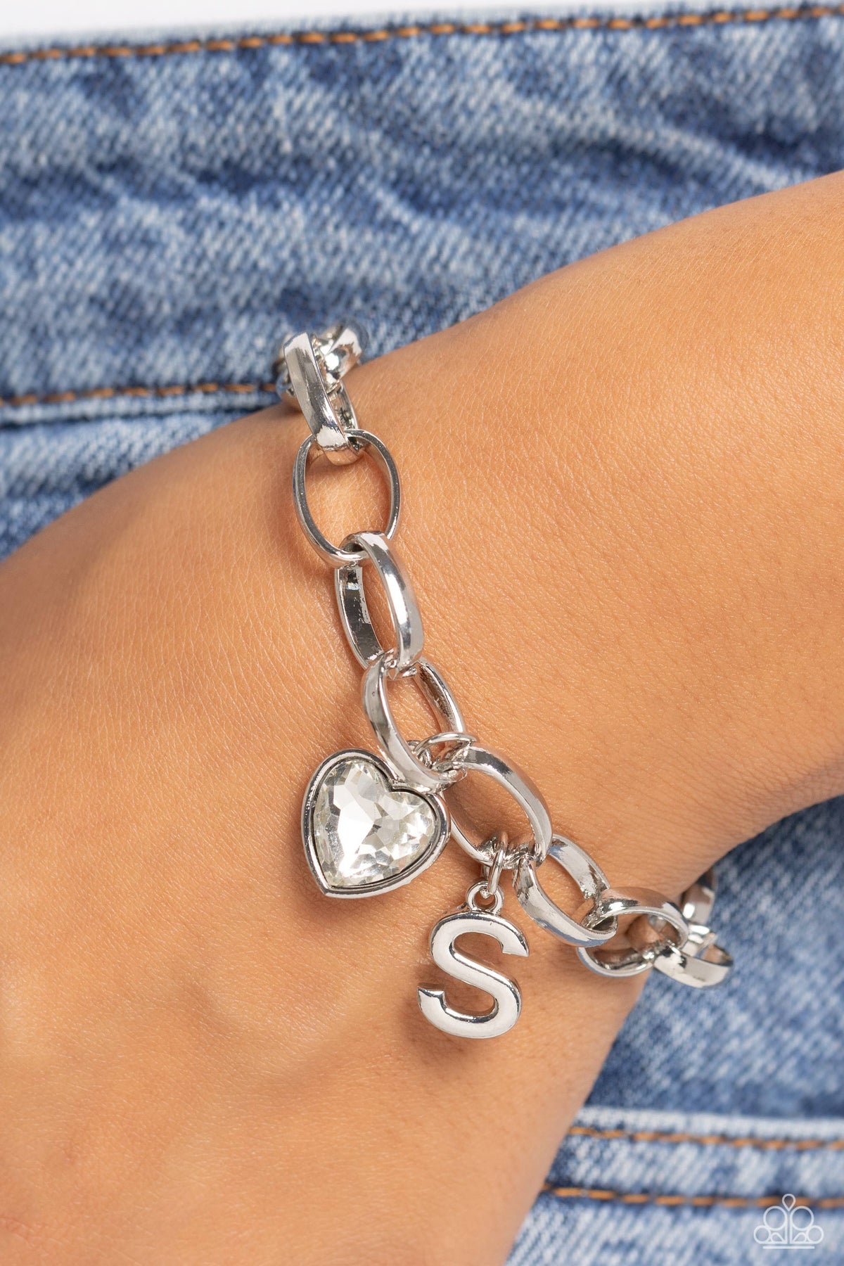 Guess Now Its INITIAL White - S – Silver | Paparazzi Bracelet