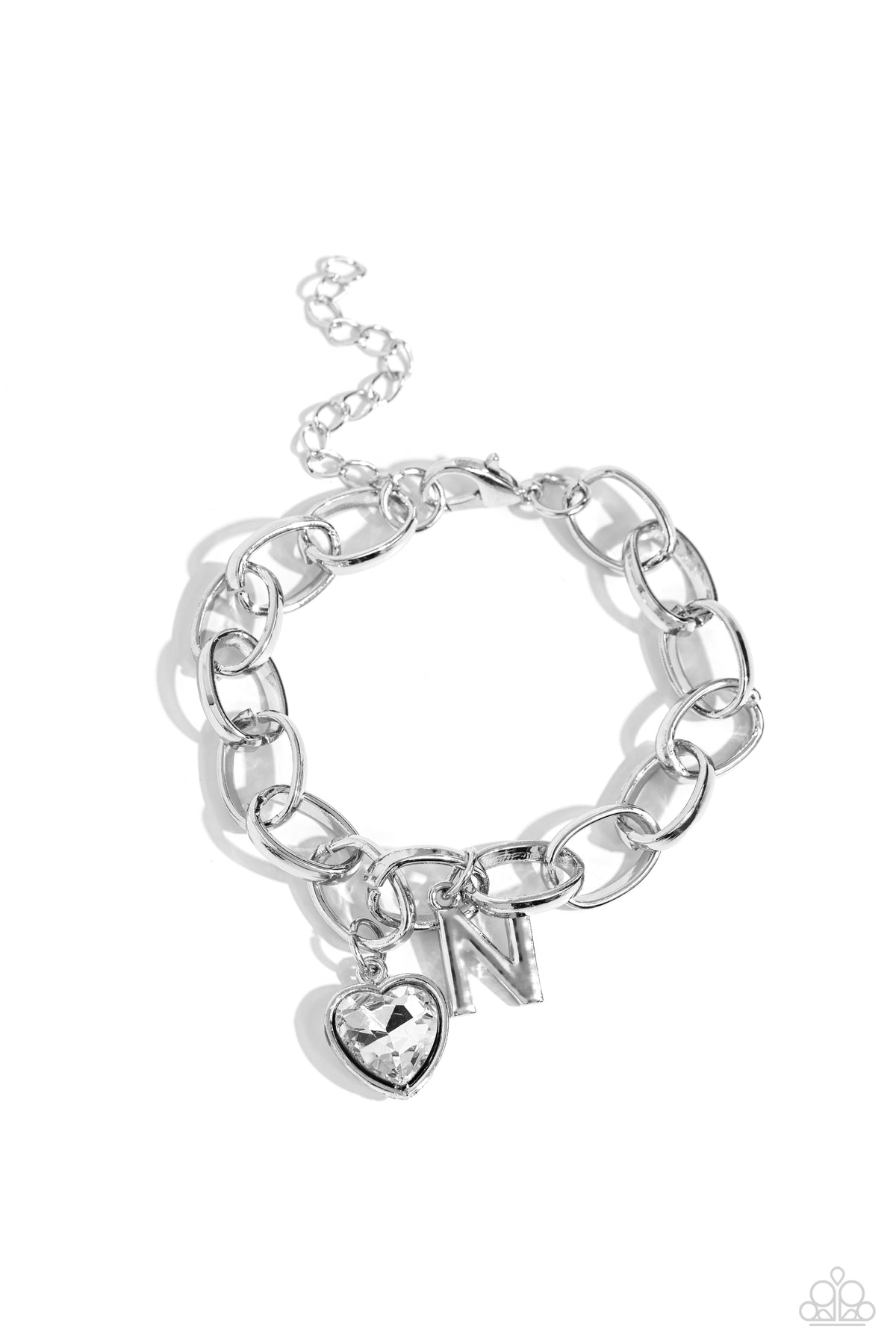 Guess Now Its INITIAL White - N – Silver | Paparazzi Bracelet