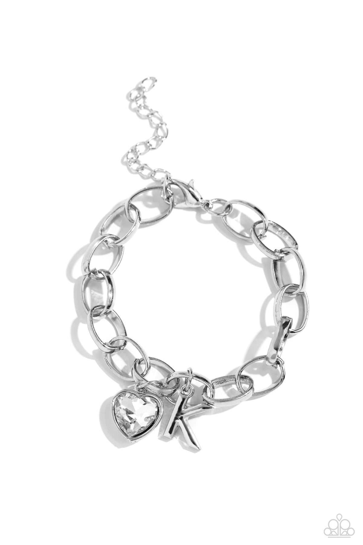 Guess Now Its INITIAL White - K – Silver | Paparazzi Bracelet