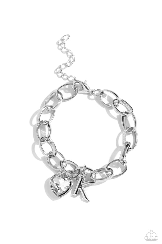 Guess Now Its INITIAL White - K – Silver | Paparazzi Bracelet