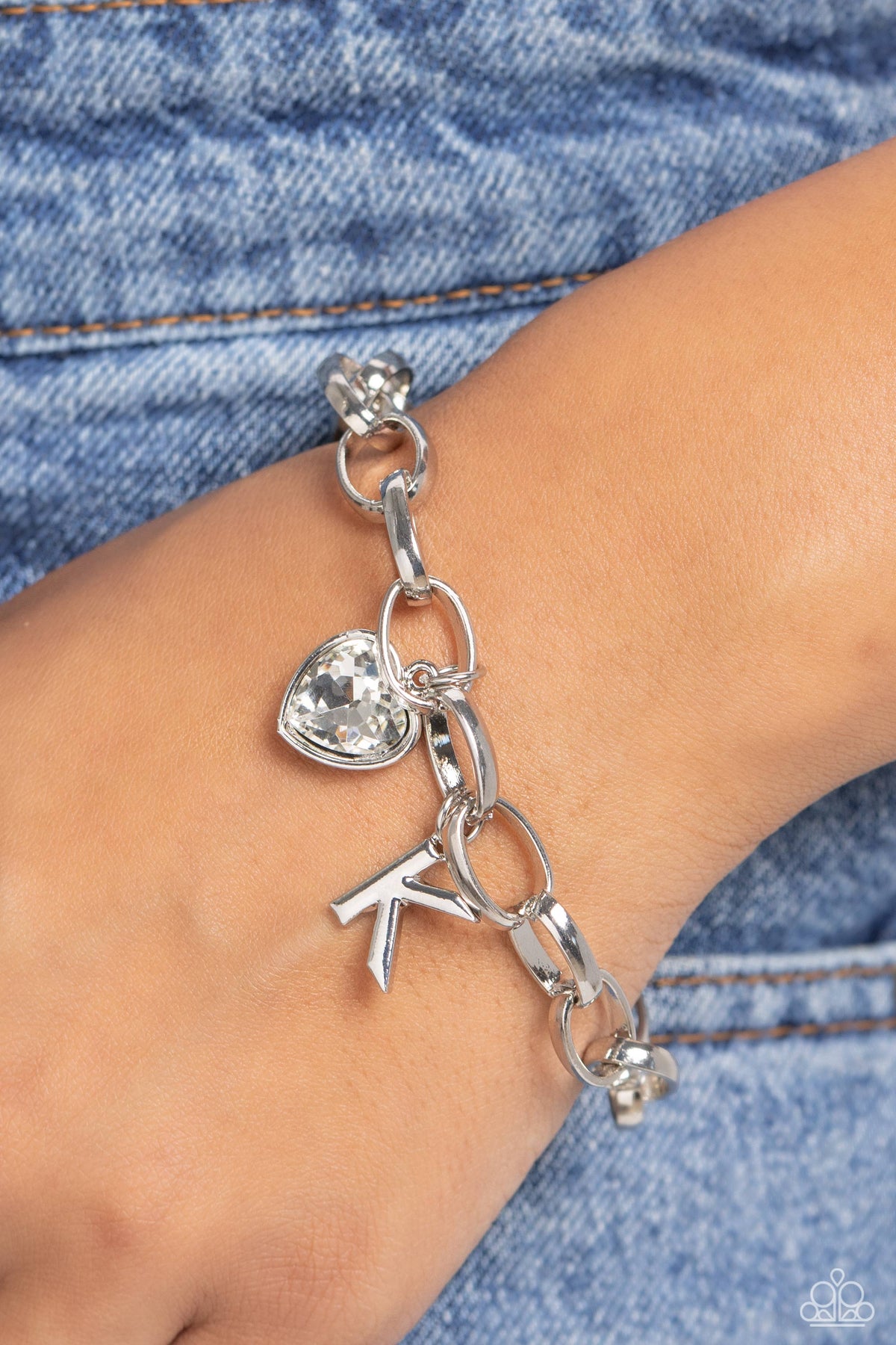 Guess Now Its INITIAL White - K – Silver | Paparazzi Bracelet